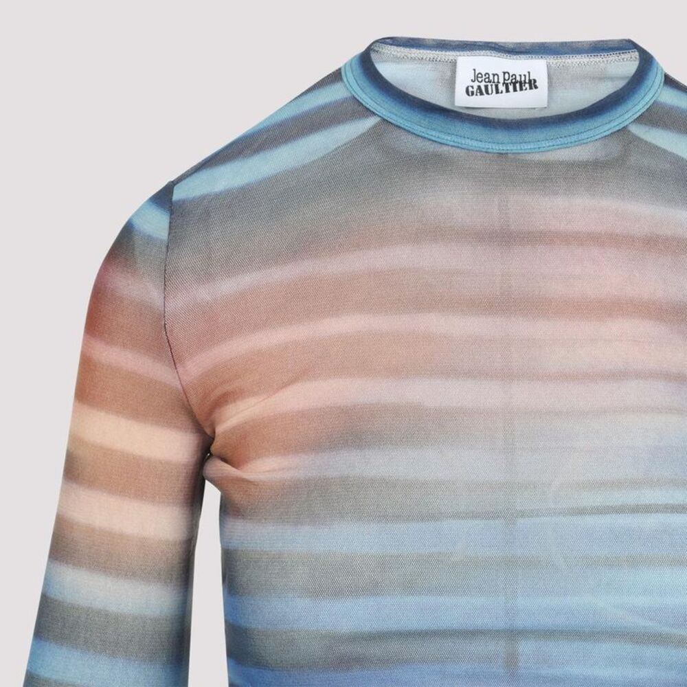 JEAN PAUL GAULTIER Mesh Striped Long Sleeve Top Women MULTICOLOUR T-Shirts & - Picture 4 of 4